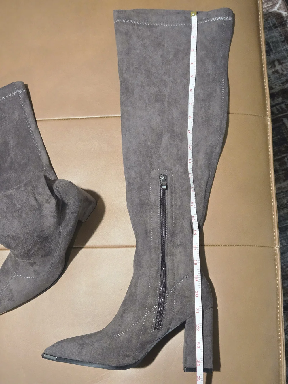 Lulu's Taupe Suede Over-the-Knee Block Heel Boots